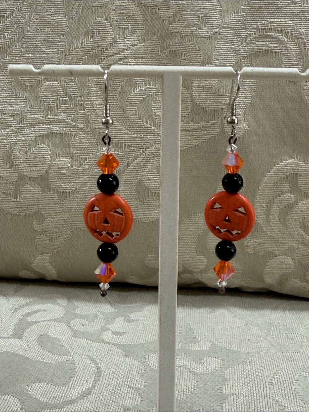 Halloween Pumpkin Jack-O'-Lantern Dangle Earrings